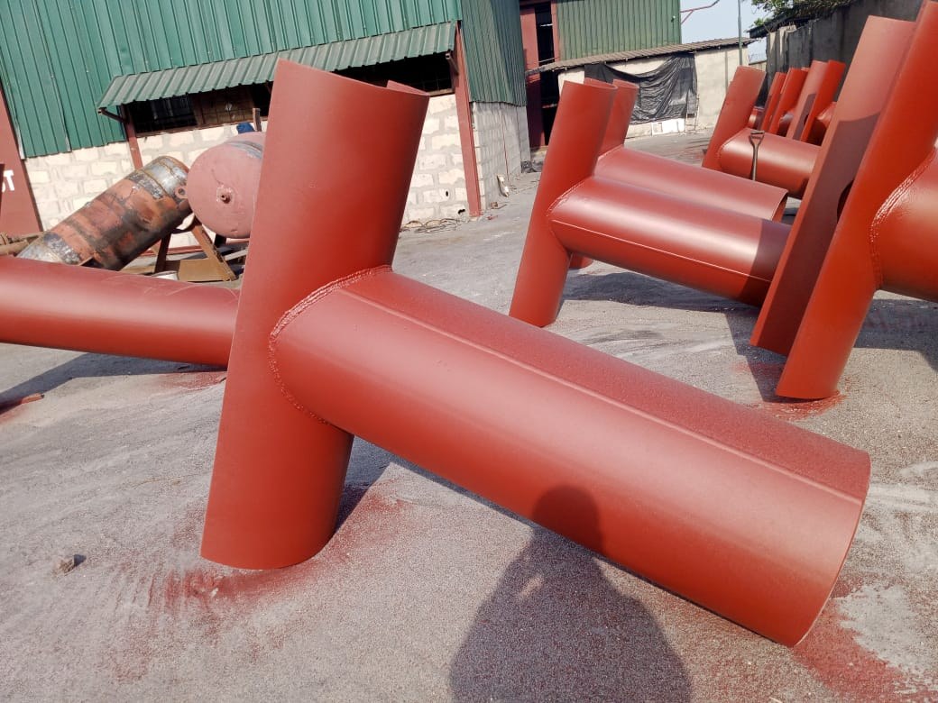 Coated pipe fittings ready for dispatch at the KAYPEX fabrication yard